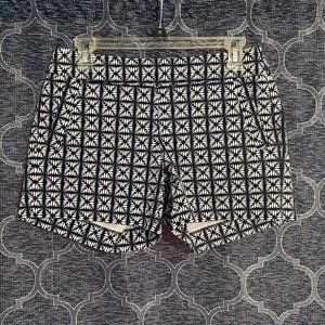 J. Crew women's 2 navy and white geometric shorts zips up side